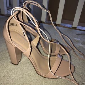 NUDE LACE UP HEELS